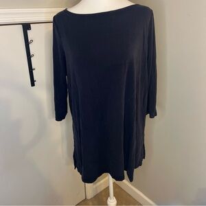 Eileen Fisher Black Long 3/4 Length‎ Sleeve Tee Shirt L